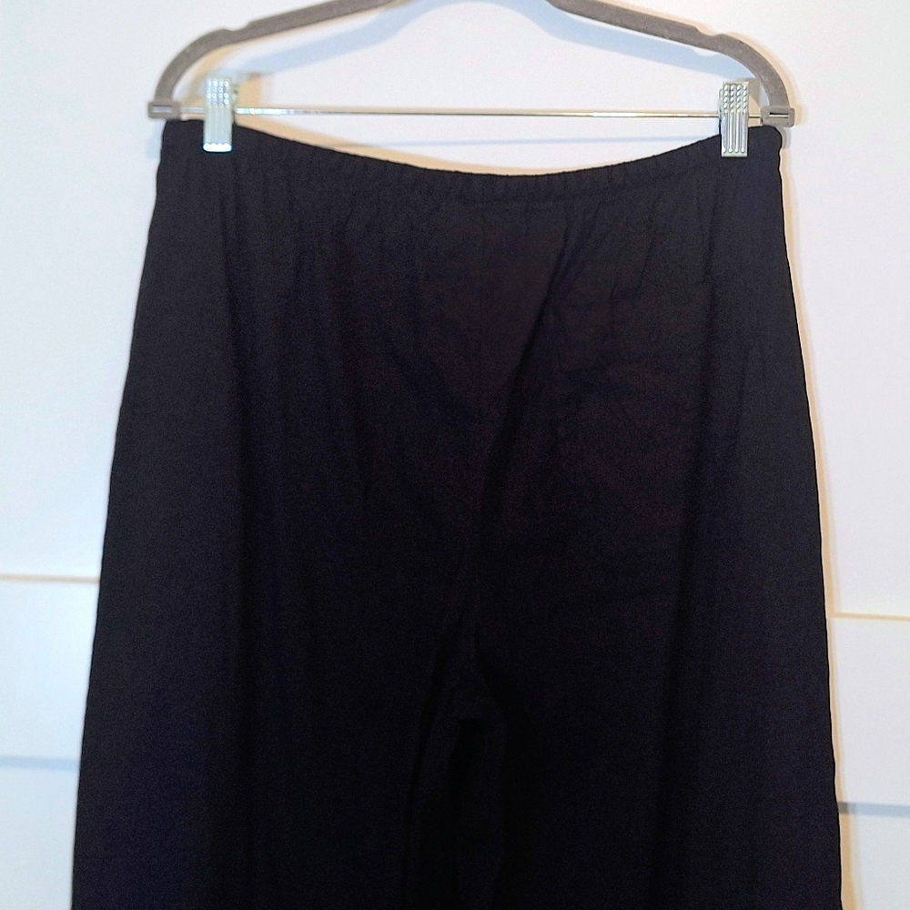 Athleta Linen Blend Stretch Wide Leg Pull On Pants High Rise Black Size Medium - Picture 12 of 16